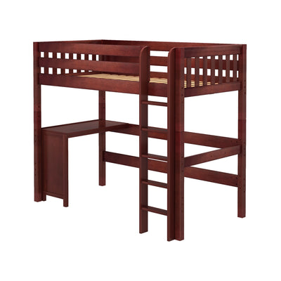 JIBJAB15 XL CS : Study Loft Beds Twin XL High Loft Bed + Corner Desk, Slat, Chestnut