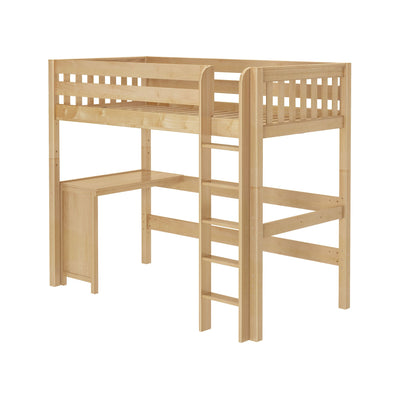 JIBJAB15 XL NS : Study Loft Beds Twin XL High Loft Bed + Corner Desk, Slat, Natural