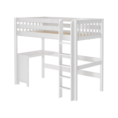 JIBJAB15 XL WS : Loft Bed Twin XL High Loft Bed + Corner Desk, Slat, White