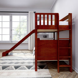 JOLLY XL 1 CP : Play Bunk Beds Twin XL Medium Bunk Bed with Slide, Panel, Chestnut