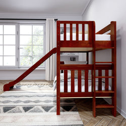 JOLLY XL 1 CS : Play Bunk Beds Twin XL Medium Bunk Bed with Slide, Slat, Chestnut