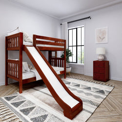 JOLLY XL 1 CS : Play Bunk Beds Twin XL Medium Bunk Bed with Slide, Slat, Chestnut