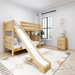 JOLLY XL 1 NS : Play Bunk Beds Twin XL Medium Bunk Bed with Slide, Slat, Natural