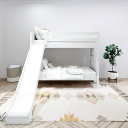 JOLLY XL 1 WP : Play Bunk Beds Twin XL Medium Bunk Bed with Slide, Panel, White