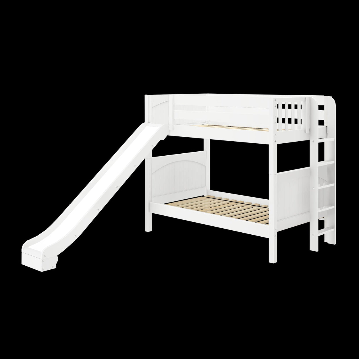 JOLLY XL 1 WP : Play Bunk Beds Twin XL Medium Bunk Bed with Slide, Panel, White