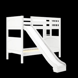 JOLLY XL 1 WP : Play Bunk Beds Twin XL Medium Bunk Bed with Slide, Panel, White