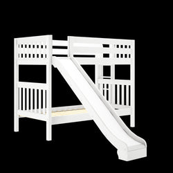 JOLLY XL 1 WS : Play Bunk Beds Twin XL Medium Bunk Bed with Slide, Slat, White