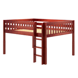 JOY RIDE XL CS : Loft Bed Queen Low Loft Bed with Straight Ladder on Front, Slat, Chestnut