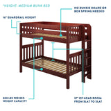 STELLAR UD CP : Staircase Bunk Beds Twin Medium Bunk Bed with Stairs and Underbed Storage Drawer, Panel, Chestnut