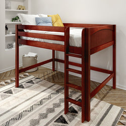 KING CP : Standard Loft Beds Full Mid Loft Bed with Straight Ladder on Front, Panel, Chestnut