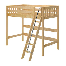 KNOCKOUT XL NS : Loft Bed Twin XL High Loft Bed with Angled Ladder on Front, Slat, Natural