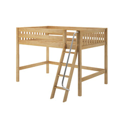 KONG XL NS : Standard Loft Beds Full XL Mid Loft Bed with Angled Ladder on Front, Slat, Natural