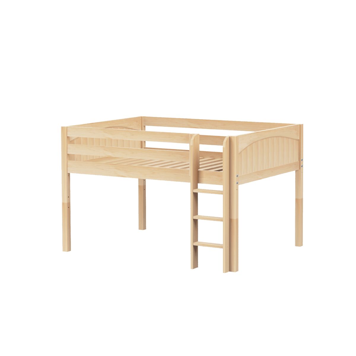 LARGE NP : Standard Loft Beds Full Low Loft Bed with Straight Ladder on Front, Panel, Natural