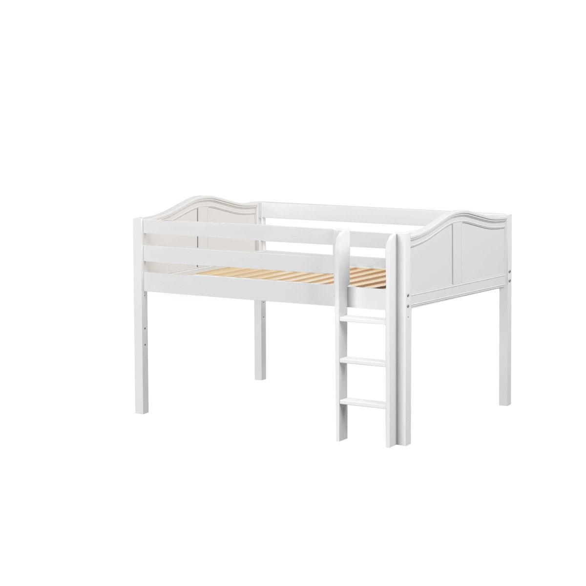 LARGE WC : Standard Loft Beds Full Low Loft Bed with Straight Ladder on Front, Curved, White