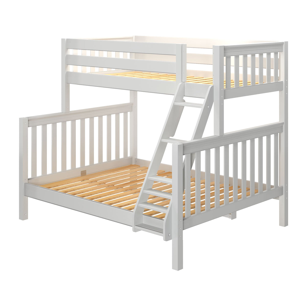 LAVISH XL WS : Bunk Bed High Twin XL over Queen Bunk Bed with Ladder, Slat, White