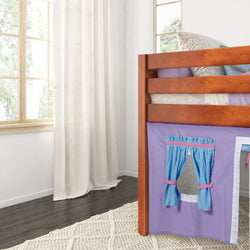 LOW RIDER27 CP : Loft Bed Twin Low Loft Bed with Straight Ladder + Curtain, Panel, Chestnut