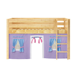 LOW RIDER27 NP : Loft Bed Twin Low Loft Bed with Straight Ladder + Curtain, Panel, Natural