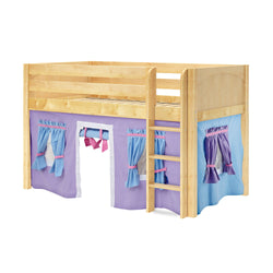 LOW RIDER27 NP : Loft Bed Twin Low Loft Bed with Straight Ladder + Curtain, Panel, Natural