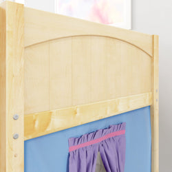 LOW RIDER27 NP : Play Loft Beds Twin Low Loft Bed with Straight Ladder + Curtain, Panel, Natural