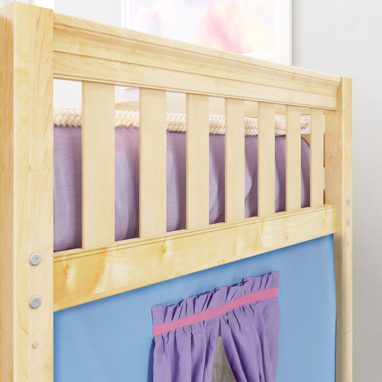 LOW RIDER27 NS : Play Loft Beds Twin Low Loft Bed with Straight Ladder + Curtain, Slat, Natural