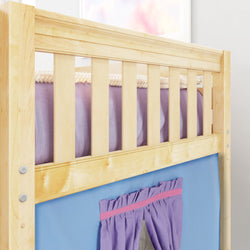 LOW RIDER27 NS : Loft Bed Twin Low Loft Bed with Straight Ladder + Curtain, Slat, Natural