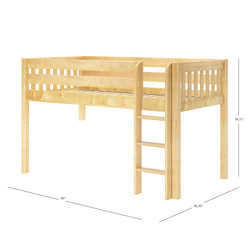 LOW RIDER27 NS : Play Loft Beds Twin Low Loft Bed with Straight Ladder + Curtain, Slat, Natural