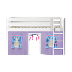 LOW RIDER27 WP : Loft Bed Twin Low Loft Bed with Straight Ladder + Curtain, Panel, White