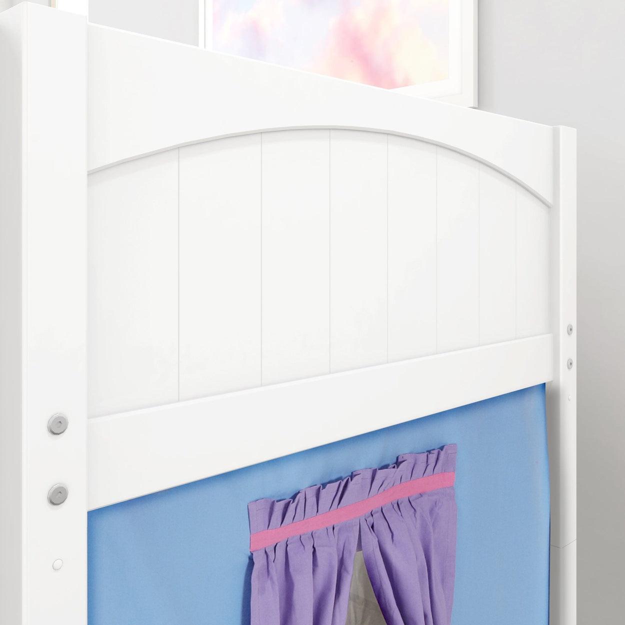 LOW RIDER27 WP : Play Loft Beds Twin Low Loft Bed with Straight Ladder + Curtain, Panel, White