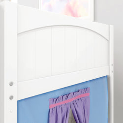 LOW RIDER27 WP : Loft Bed Twin Low Loft Bed with Straight Ladder + Curtain, Panel, White