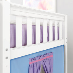 LOW RIDER27 WS : Loft Bed Twin Low Loft Bed with Straight Ladder + Curtain, Slat, White