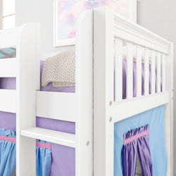 LOW RIDER27 WS : Play Loft Beds Twin Low Loft Bed with Straight Ladder + Curtain, Slat, White