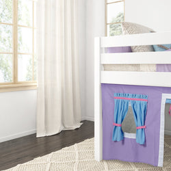 LOW RIDER27 WS : Play Loft Beds Twin Low Loft Bed with Straight Ladder + Curtain, Slat, White