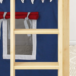 LOW RIDER44 NP : Loft Bed Twin Low Loft Bed with Straight Ladder + Curtain, Panel, Natural