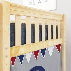 LOW RIDER44 NS : Play Loft Beds Twin Low Loft Bed with Straight Ladder + Curtain, Slat, Natural