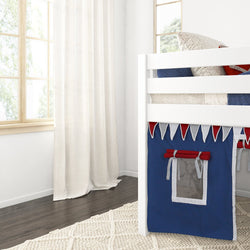 LOW RIDER44 WS : Loft Bed Twin Low Loft Bed with Straight Ladder + Curtain, Slat, White