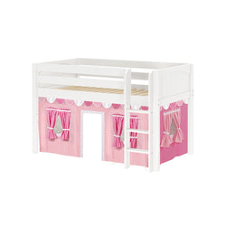 LOW RIDER64 WP : Play Loft Beds Twin Low Loft Bed with Straight Ladder + Curtain, Panel, White