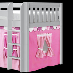 LOW RIDER64 WS : Play Loft Beds Twin Low Loft Bed with Straight Ladder + Curtain, Slat, White