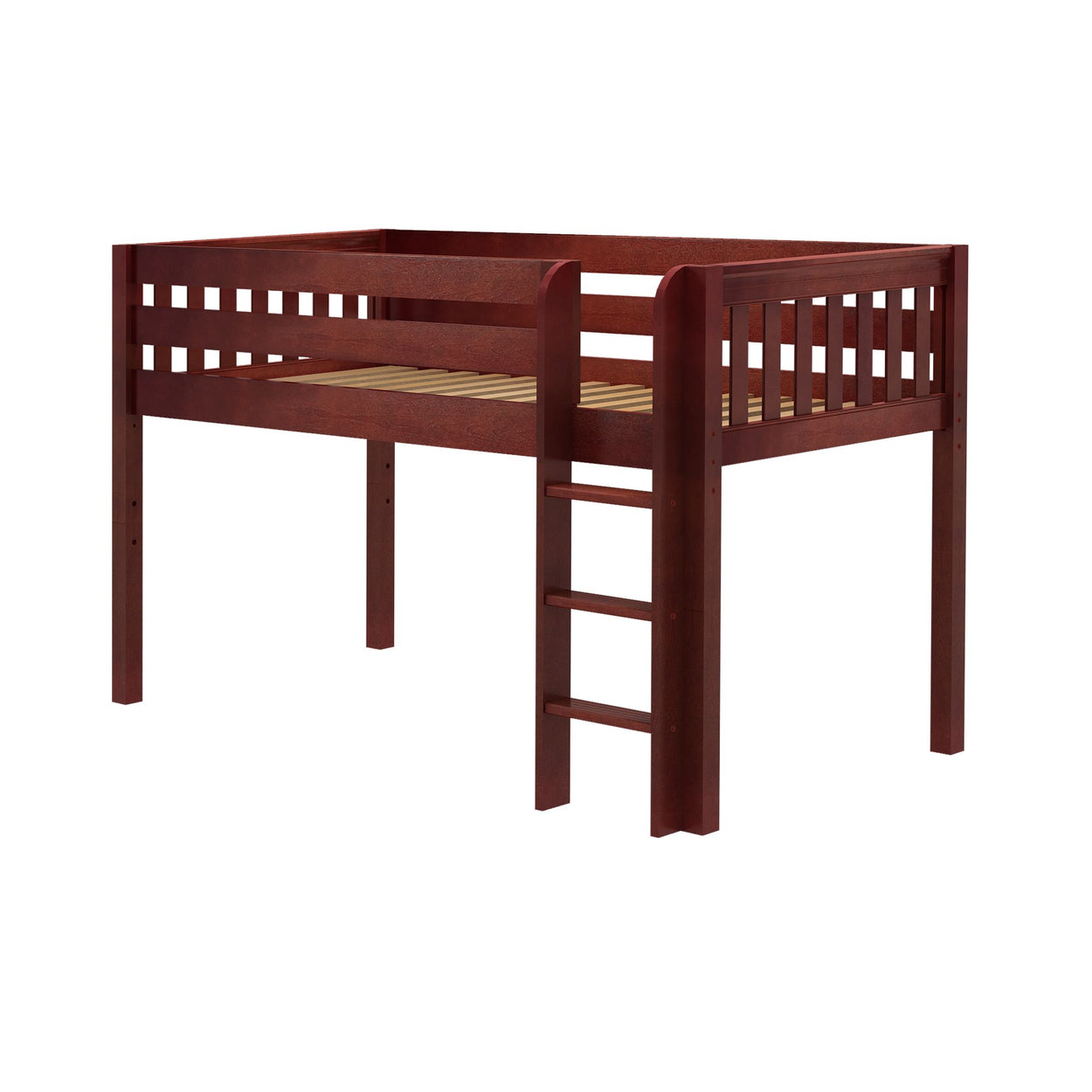 LOW RIDER XL CS : Loft Bed Twin XL Low Loft Bed with Straight Ladder on Front, Slat, Chestnut