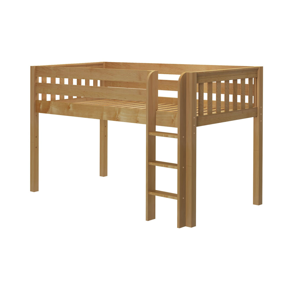 LOW RIDER XL CS : Loft Bed Twin XL Low Loft Bed with Straight Ladder on Front, Slat, Chestnut