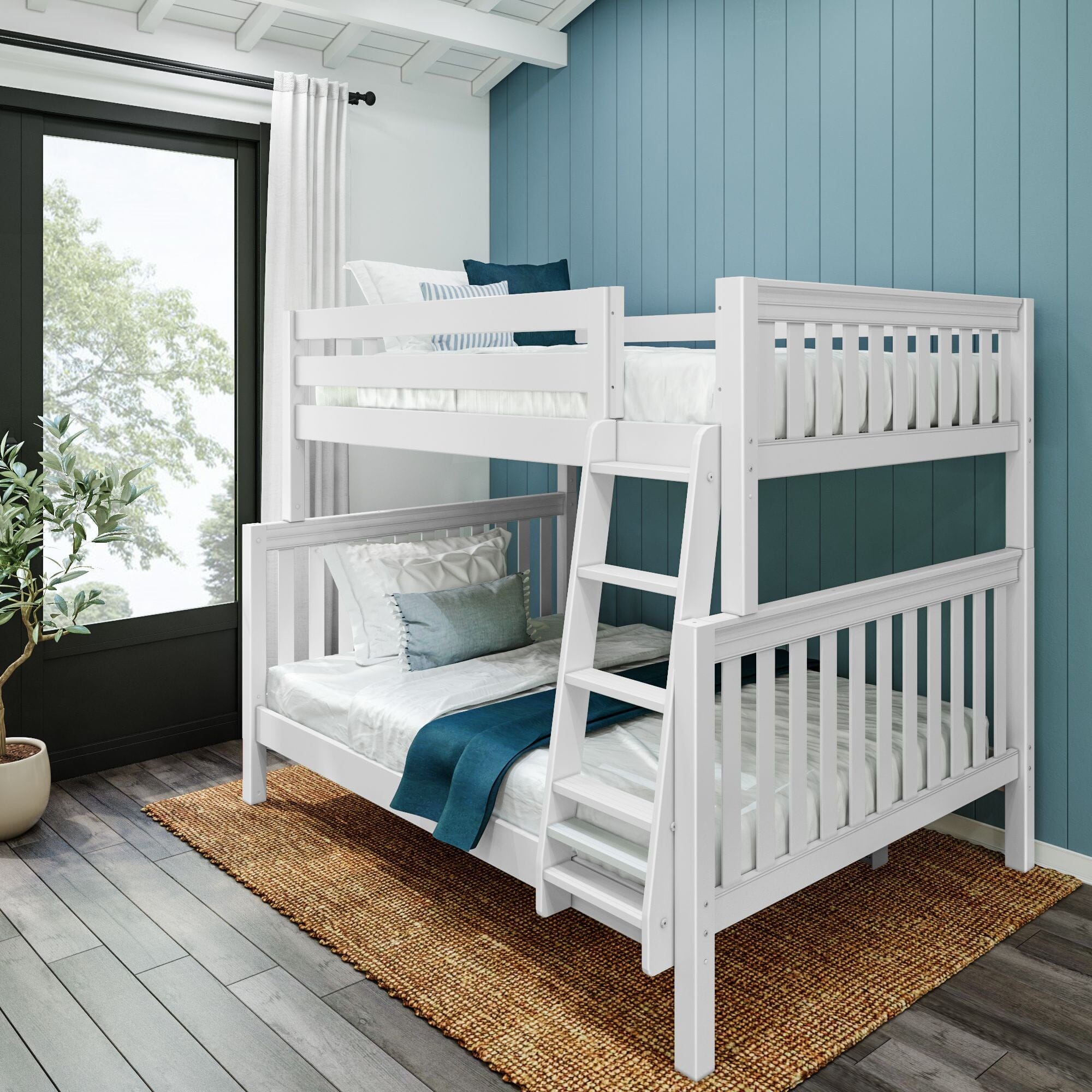 Full XL over Queen High Bunk Bed with Angled Ladder – Maxtrix Kids