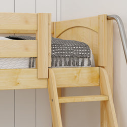 PEAK NP : Corner Loft Beds Full + Twin High Corner Loft Bed with Ladder + Stairs - L, Panel, Natural