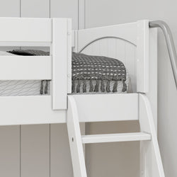 PEAK WP : Corner Loft Beds Full + Twin High Corner Loft Bed with Ladder + Stairs - L, Panel, White