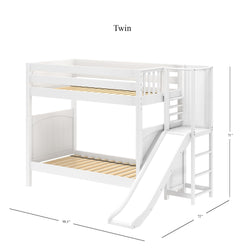 POOF WP : Play Bunk Beds Twin High Bunk Bed with Slide Platform, Panel, White