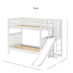 POOF WS : Play Bunk Beds Twin High Bunk Bed with Slide Platform, Slat, White