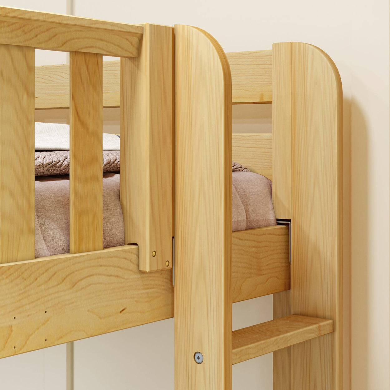 QUADRANT XL 1 NS : Multiple Bunk Beds Full XL + Twin XL High Corner Bunk with Straight Ladders on Ends, Slat, Natural