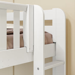 QUADRANT XL 1 WP : Multiple Bunk Beds Full XL + Twin XL High Corner Bunk with Straight Ladders on Ends, White, Panel