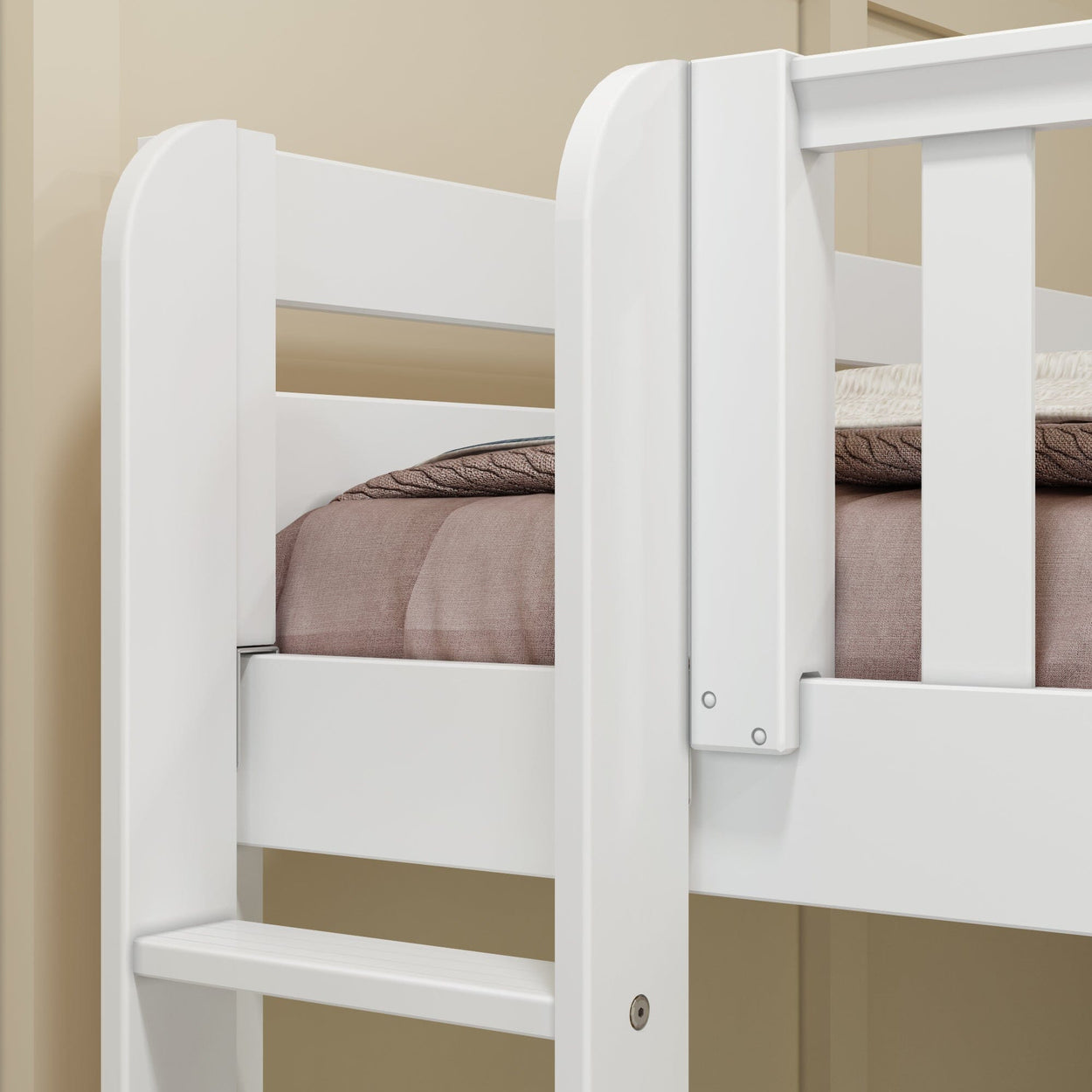 QUADRANT XL 1 WS : Multiple Bunk Beds Full XL + Twin XL High Corner Bunk with Straight Ladders on Ends, Slat, White