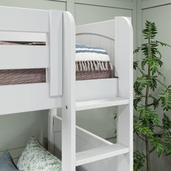 QUADRANT XL WP : Multiple Bunk Beds Twin XL over Full XL High Corner Bunk Bed with Angled and Straight Ladder, Panel, White