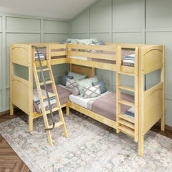 QUATTRO XL NP : Multiple Bunk Beds Twin XL High Corner Bunk Bed, Panel, Natural