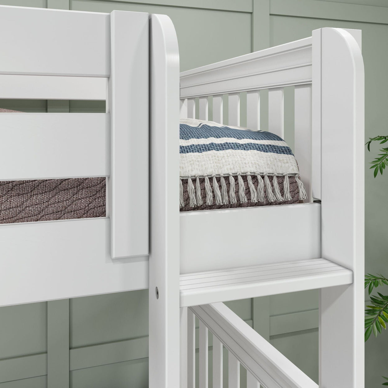 QUATTRO XL WS : Multiple Bunk Beds Twin XL High Corner Bunk Bed, Slat, White